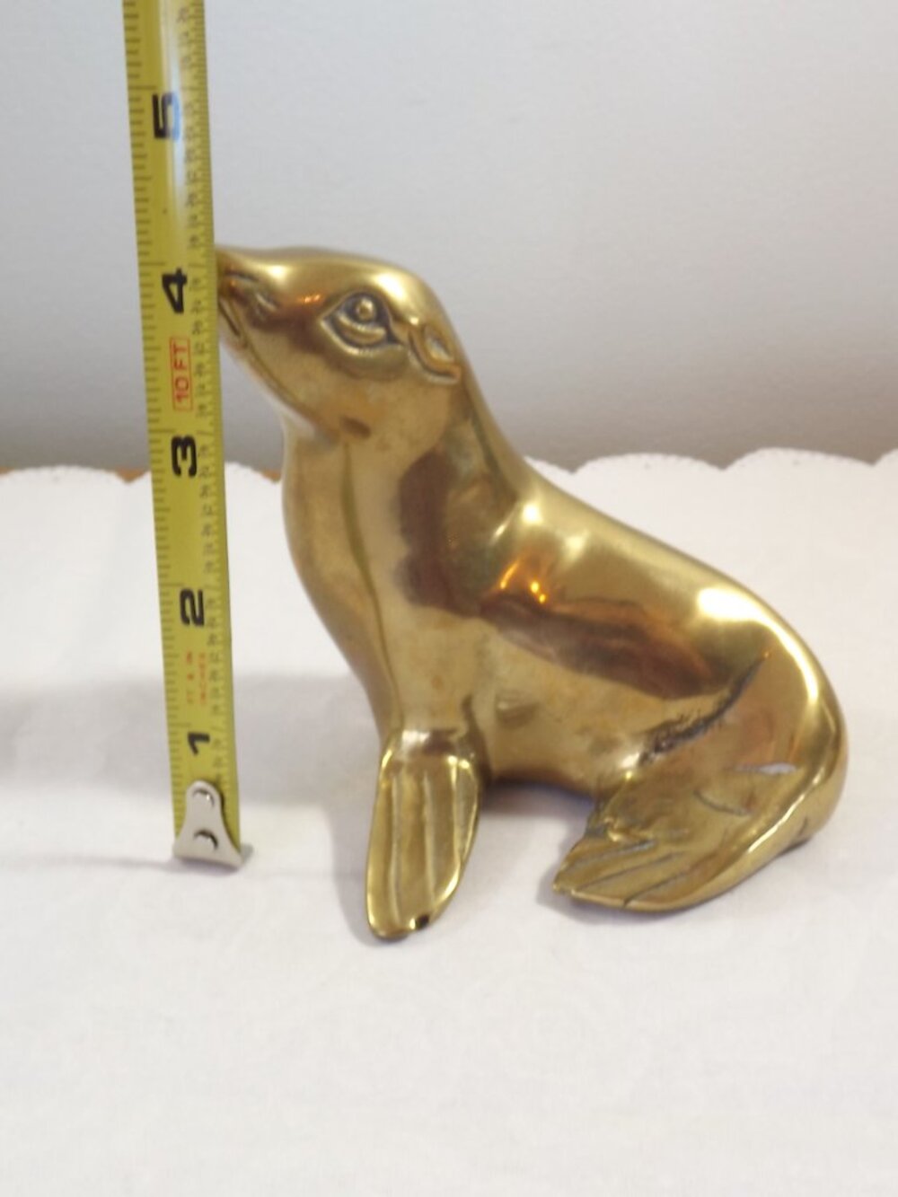 Brass Sea Lion Figurine - Gold Home Art Accent - Picture 9 of 9